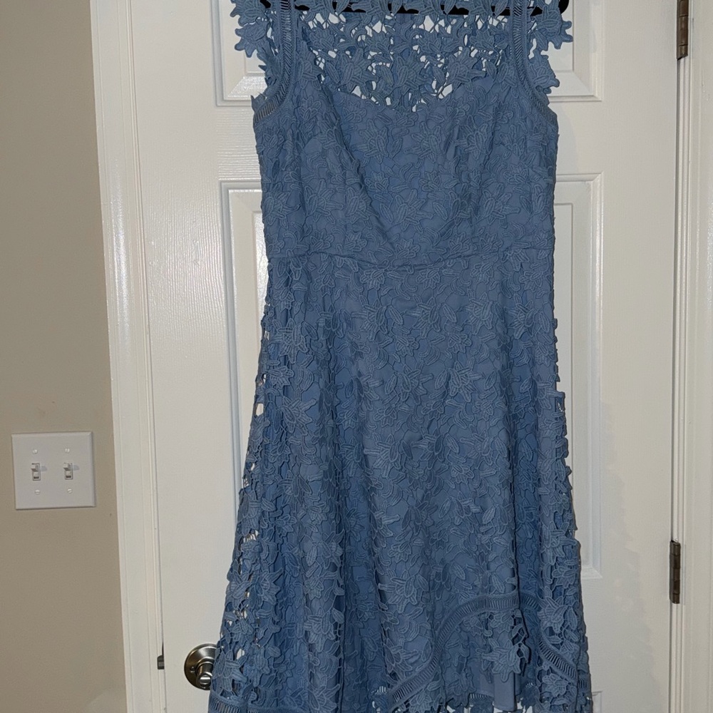 Blue Lace Sleeveless Dress